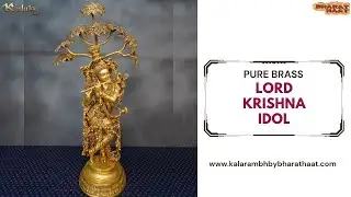 Brass Lord Krishna Statue with Tree - Symbol of Divine Beauty and Spirituality