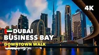 🇦🇪Дубай, Бизнес-Бэй, Ночной центр города - пешеходная экскурсия 4K
