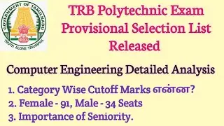TRB Polytechnic Provisional List | Computer Engineering | Detailed Analysis | Female - 91, Male - 43