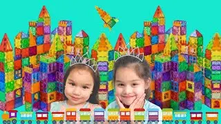 🤍 Magnet Tiles Building Blocks Toy Play with Lydia and Alessia