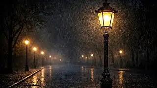 Rain and Distant Thunder Under Old Street Lamp | Deep Sleep in 2 Minutes | 9 Hours 4k