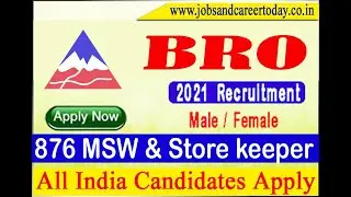 BRO Recruitment 2022 | 876 MSW & Store keeper Technical Posts▶Apply Online#JOB #RECRUITMENT #CAREER