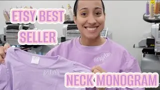 HOW TO MAKE THE ETSY BEST SELLING EMBROIDERED NECK MONOGRAM SWEATSHIRT |  Embroidery for Beginners