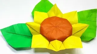 Origami Tutorial - How to fold an Easy 3D  Origami sunflower