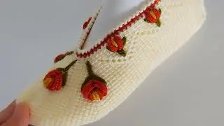 SAKİNE MODELİN PART2 💫💫💫💫 KNİTT SLİPPERS CROCHET #işleme #crochet #örgü #tunusişipatik #patik