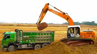 Excavators, Dump Trucks Carrying Soil For Leveling  -  Excavator Rescue Skills