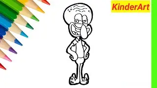 How to Draw Squidward Step by Step for Kids, Tutorial for Kids