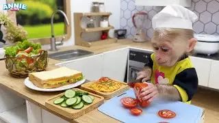 So cute! Chef Annie helps dad make a delicious vegetable salad for breakfast!