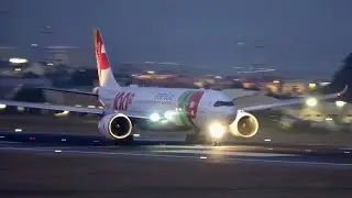 Airbus A330-900 TAP Portugal Takeoff by Night at Lisbon Airport