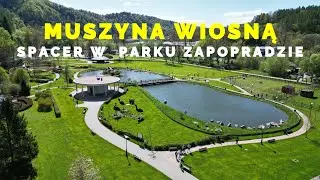 🇵🇱 MUSZYNA WIOSNĄ  SPACER PO PARKU ZAPOPRADZIE, BESKID SĄDECKI WALKING TOUR POLAND 4K
