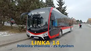 Třebíč - MHD linka 14 - Poliklinika Vltavínská - Za Rybníkem přes Stop Shop a Poušov