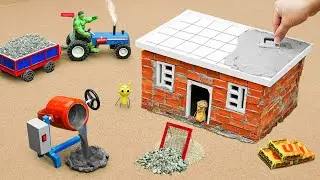DIY Mini Tractor Fireproof Cement House Construction | Science Project