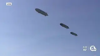 3 Goodyear Blimps fly over Akron to mark celebration