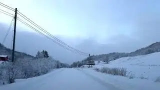 Norway&rsquo;s Frozen Majesty: Peaceful Silent Drive Through Snow-Covered Fjords Villages | 4K