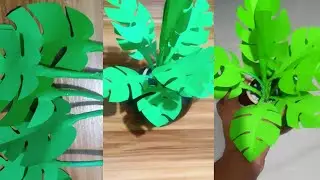 DIY mini monstera plant, paper monstera leaf,home center table decorations