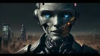 Free Stock Videos - AI animation - an AI that looks like a humanoid in chaotic dystopian cityscape