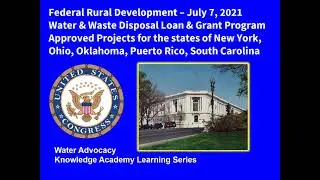 Rural Development Approved Federal Water Project Loans & Grants - Ohio, Oklahoma, Puerto Rico