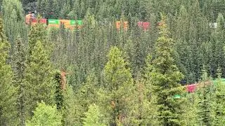 Train passing through Lower Spiral Tunnel in BC, Canada