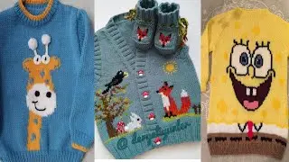 Beautiful two colour sweater designs for children/Graph pattern sweater design for baby