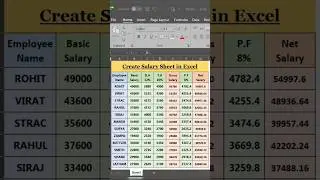 Make Professional Salary Sheet in 1 Minute | Excel Shortcut Trick | #excel #salary #viralshorts
