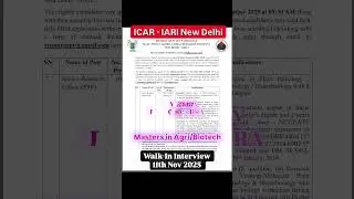 SRF Vacancy @ ICAR IARI Delhi Biotech #Shorts #career #news #biotech #life #wildlife #pharmajobs #CA