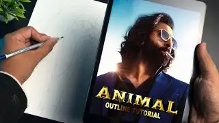 How to draw Animal Ranbir Kapoor Outline using Grid Method ✍🏻 || #tutorial