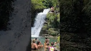 Diving to explore beautiful waterfalls in the middle of summer vacation #travel #waterfall