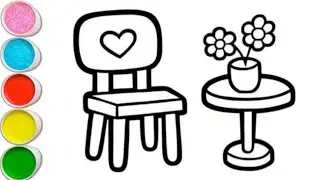 How to draw Chair Flower Drawing Painting Colouring for kids and Toddlers Easy step by step Drawing.