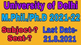PhD Admission 2021-22( Delhi University)