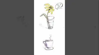 How to paint office cup and glass with watercolor, Boss day #art #illustration #watercolor #artist
