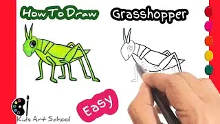 How to Draw Grasshopper |Easy Grasshopper drawing for kids| Draw an insect for School| Orthopteron