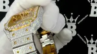 Skeleton VVS Moissanite Watch 2 Tone White/Yellow Gold | Iced Out Bustdown Wristwear