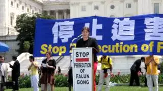 Delphine Halgand of Reporters Without Borders speaks at Capitol Hill to support Falun Gong