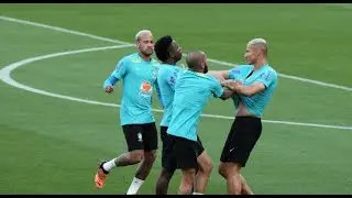 Brazil stars Richarlison and Vinicius Jr fight in training