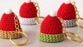 🎅 Easy Crochet Christmas Hat Keychain | Perfect for Gifts & Markets