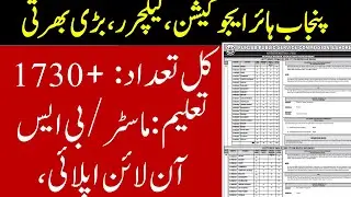 Punjab Higher Education Commission Lecturer Jobs I New Lecturer jobs I Lecturer jobs in punjab