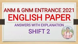 ANM/ GNM English Ans Key 2021 Shift 2 || ANM & GNM English Ans Key 2021| ANM/GNM 2024 English class