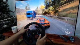 Volante Logitech G29 com cockpit caseiro barato Jogando no Volante e testes PC gamer