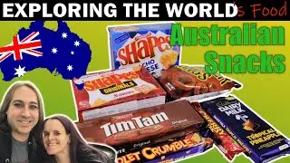 Trying Australian Food for the First Time (Snack Food) | TimTam Shapes Cherry Ripe Burger Rings