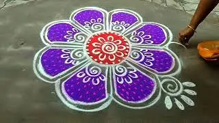 Purple Blossom Circle Kolam ✨