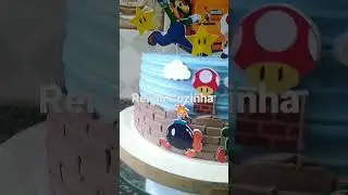 Bolo tema Irm&atilde;os Mario Bros/massa chocolate Recheio mousse de chocolate/Topper em camadas /chantilly