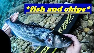 Spearfishing CATCH and COOK🔥 BEST FISH and CHIPS - Ψαροτούφεκο Ψαροκροκέτες με πατάτες