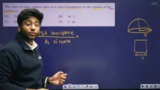 The ratio of total surface area of a solid hemishere to the square of its ratio is: