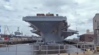 NNSY Undocks USS George H.W. Bush (CVN 77) - Timelapse