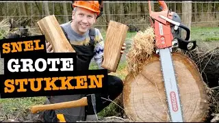 Hoe hak je een dikke boom in stukken?
