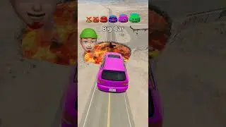 Big & Small Car vs Giant Lava Pit