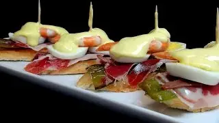 Pintxo de pimiento verde y jamón. Recetas de pintxos