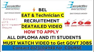 BEL EAT & Technician C Recruitment 2025 | How to Apply Online Step by Step | BEL Jobs for Freshers