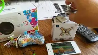 Syma X8W FPV 5.8 ghz setups and Cheerson CX-10D vs CX10W using Eye Protection w/ Small bladed Quads