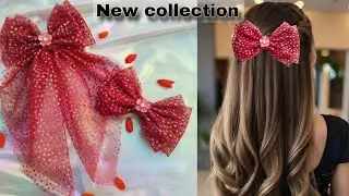 ✨ Elegant Glitter Organza Hair Bow Set | Handmade Party Wear Bow for Girls | Big & Small Bow Combo